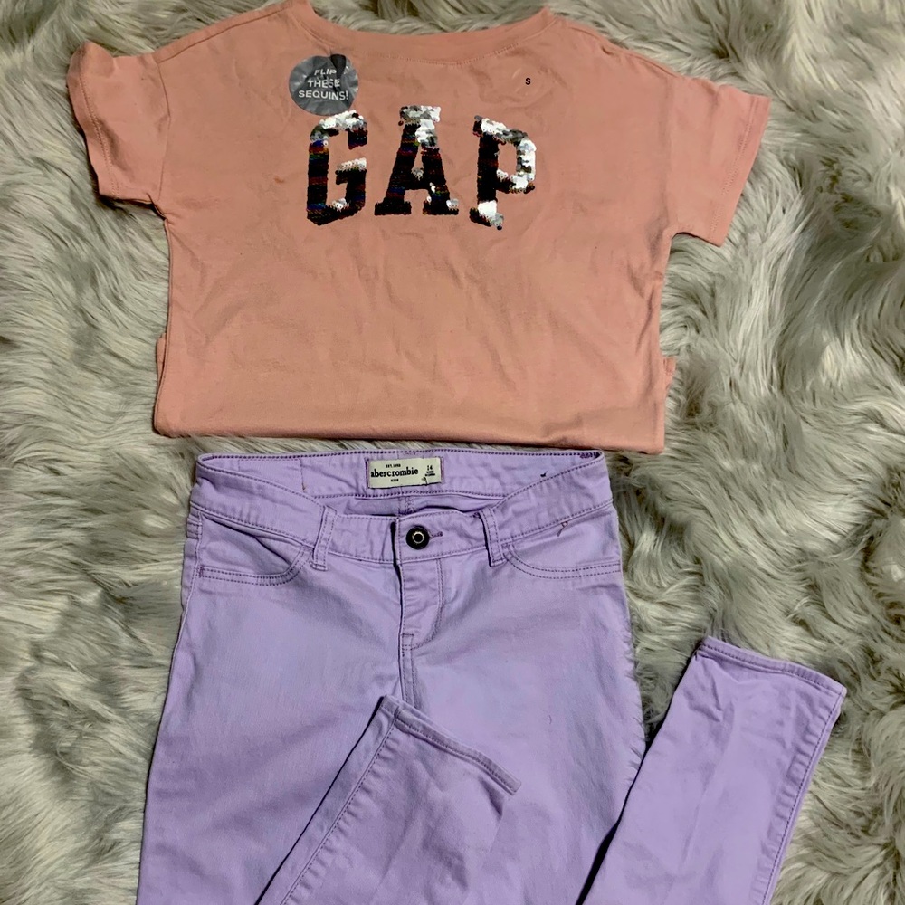 Girls Sequin Gap Top & Abercrombie Pants Size 14